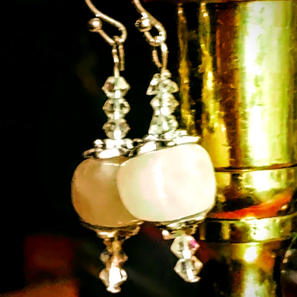 Rose Quartz & Sterling Silver Dangle Earings